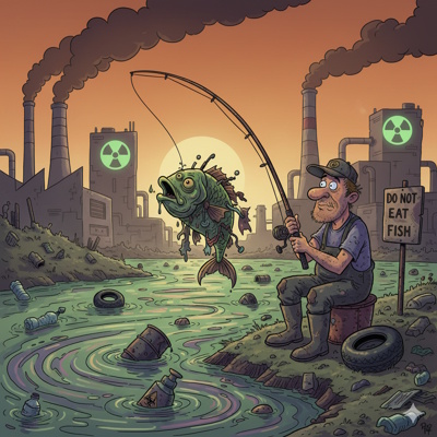 fishing polluted river